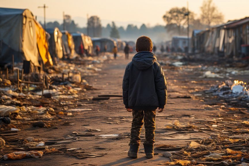 Minderjähriger Flüchtling im Flüchtlingscamp